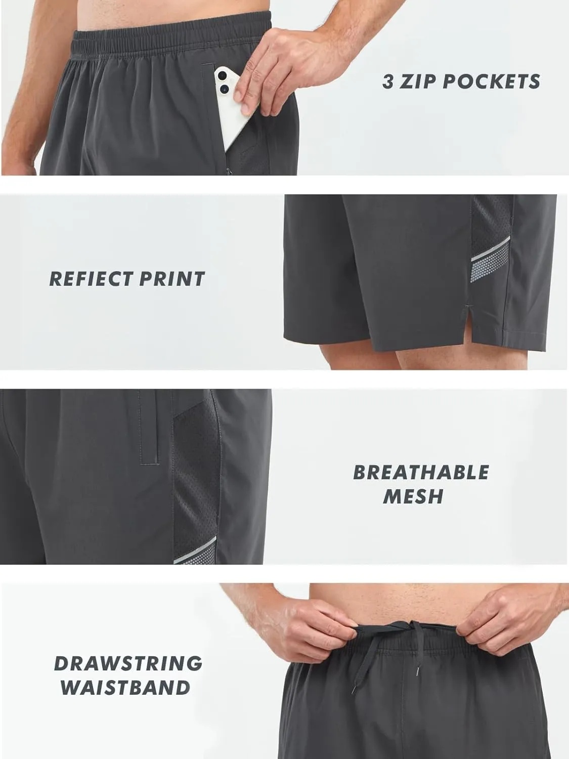 NORTHYARD Men's Athletic Running Shorts 5" Quick Dry Lightweight with Zip Pockets Gym Workout Active