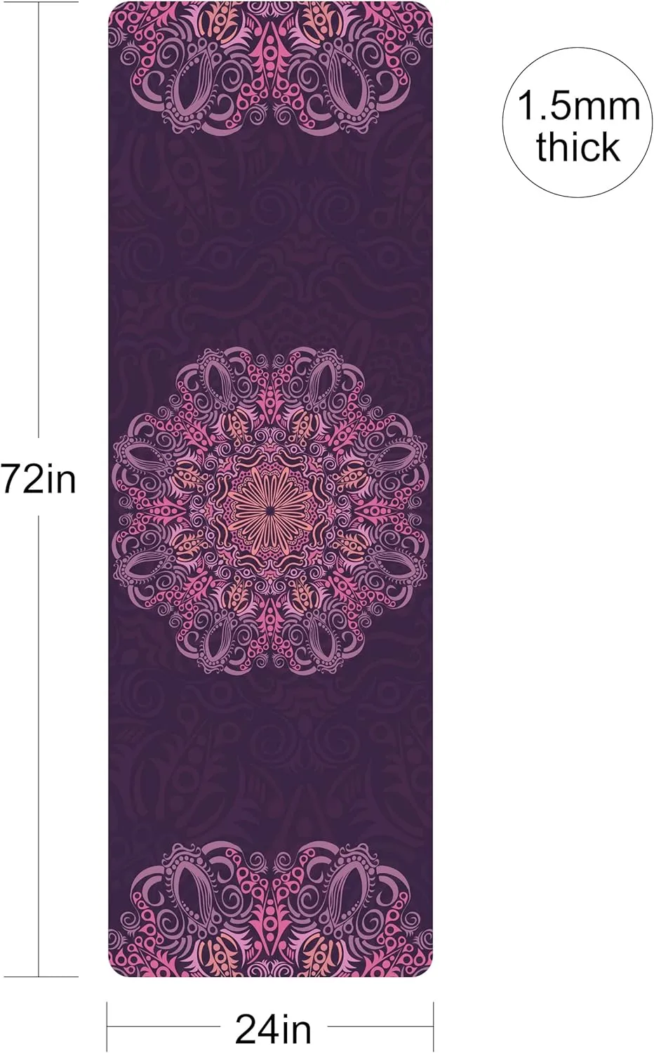 nuveti Printed Travel Yoga Mat-1/16 Inch Thick Non Slip Fitness Workout Mat with Carrying Bag, Foldable Lightweight Suede & Natural Rubber Yoga Mat for Yoga Pilates and Fitness 72" L x 24" W x 1.5mm