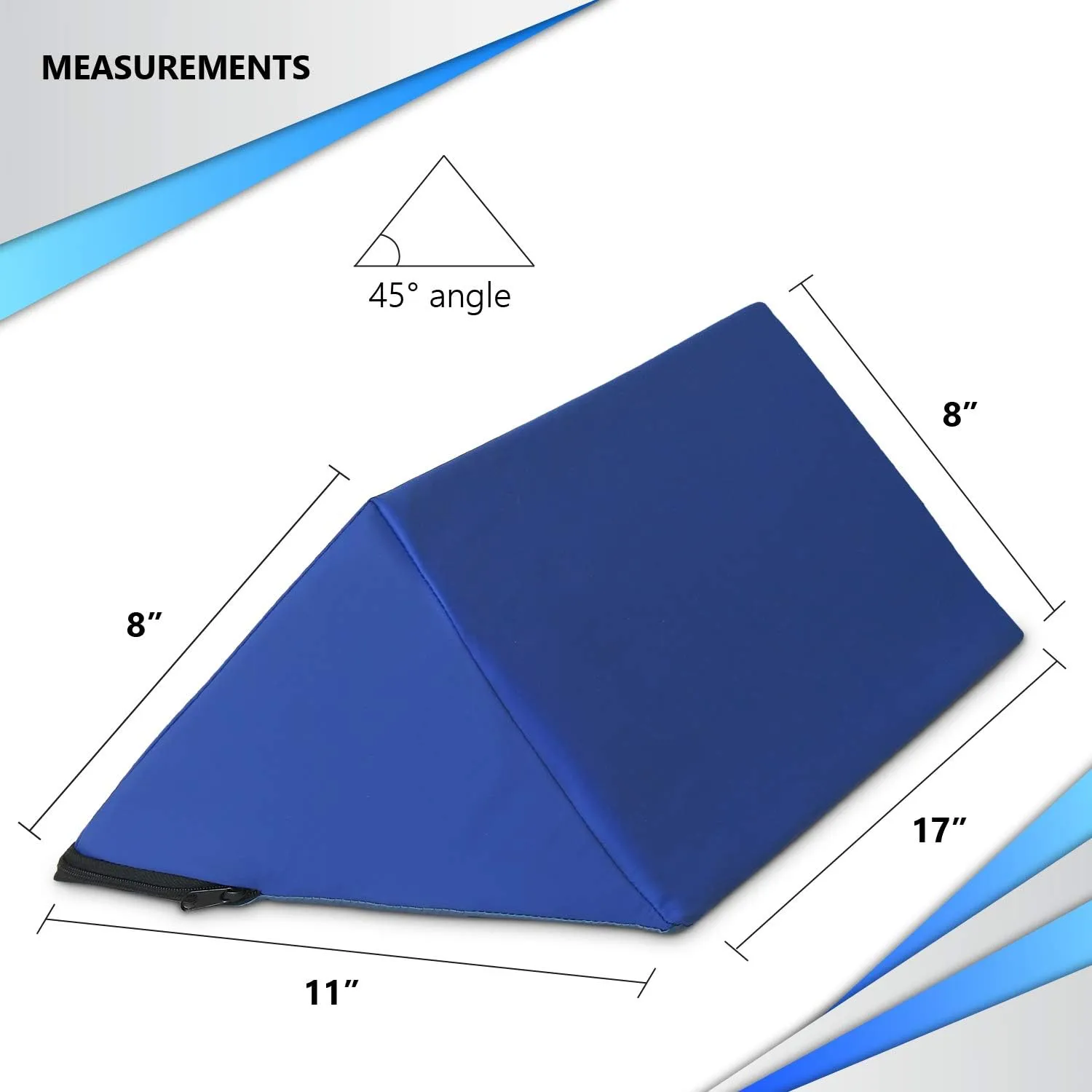 NYOrtho Positioning Wedge 45° – Bed Wedge Pillow for Pressure Relief & Alignment – Side Sleeping Support for Elderly, Coccyx, Hip & Spine Stability, Wipeable Non-Slip Cover – 17x8x8 in