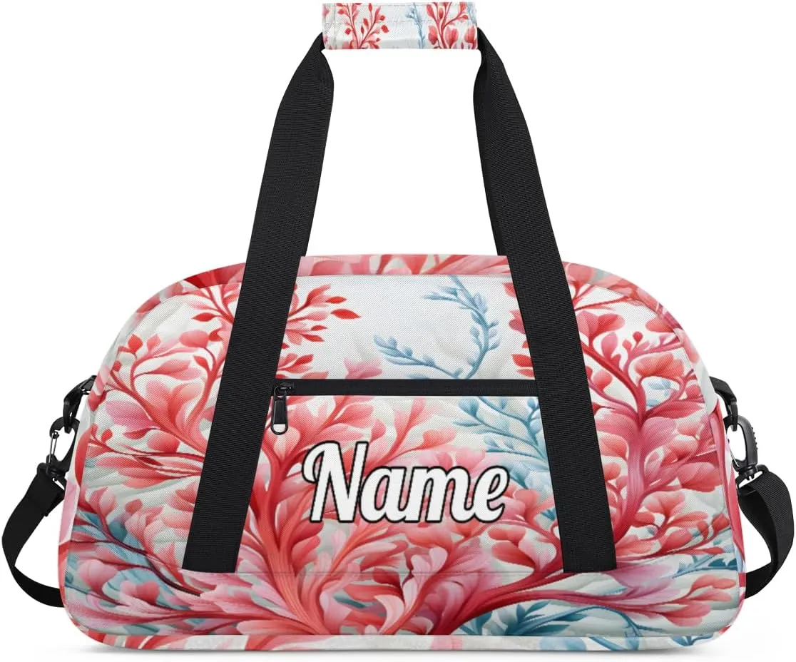 Ocean Coral Print Custom Sports Gym Bag Personalized Dance Bag Teens Travel Weekender Overnight Carry On Bag Boys Girls Waterproof