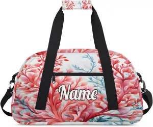 Ocean Coral Print Custom Sports Gym Bag Personalized Dance Bag Teens Travel Weekender Overnight Carry On Bag Boys Girls Waterproof