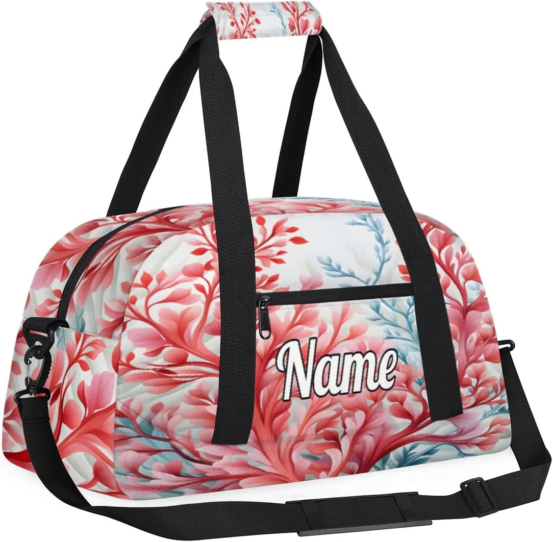 Ocean Coral Print Custom Sports Gym Bag Personalized Dance Bag Teens Travel Weekender Overnight Carry On Bag Boys Girls Waterproof