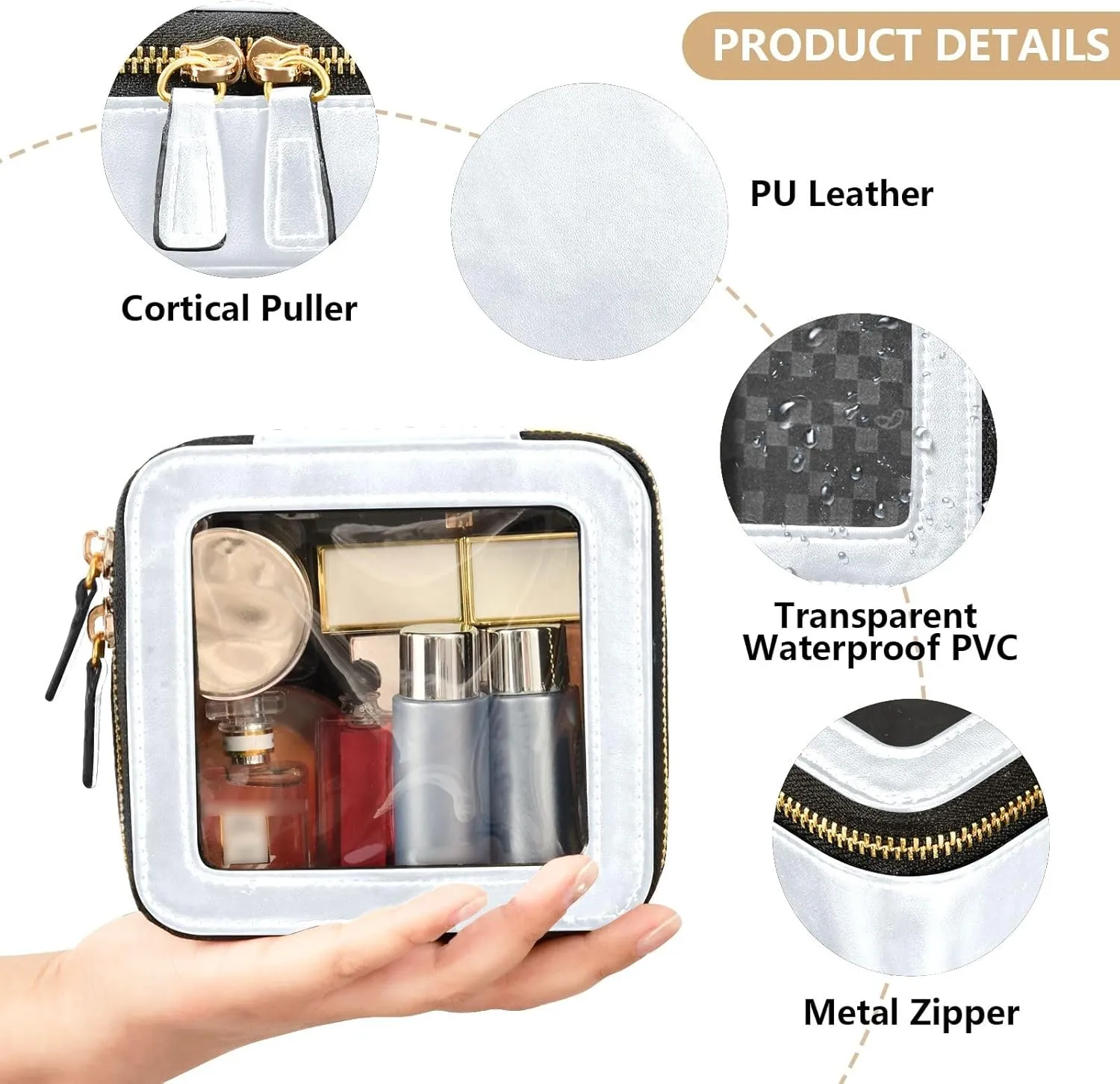 ODAWA Clear Cosmetic Bags Alice Blue Waterproof Travel Cosmetic Bag with Zipper Car Cosmetic Bag