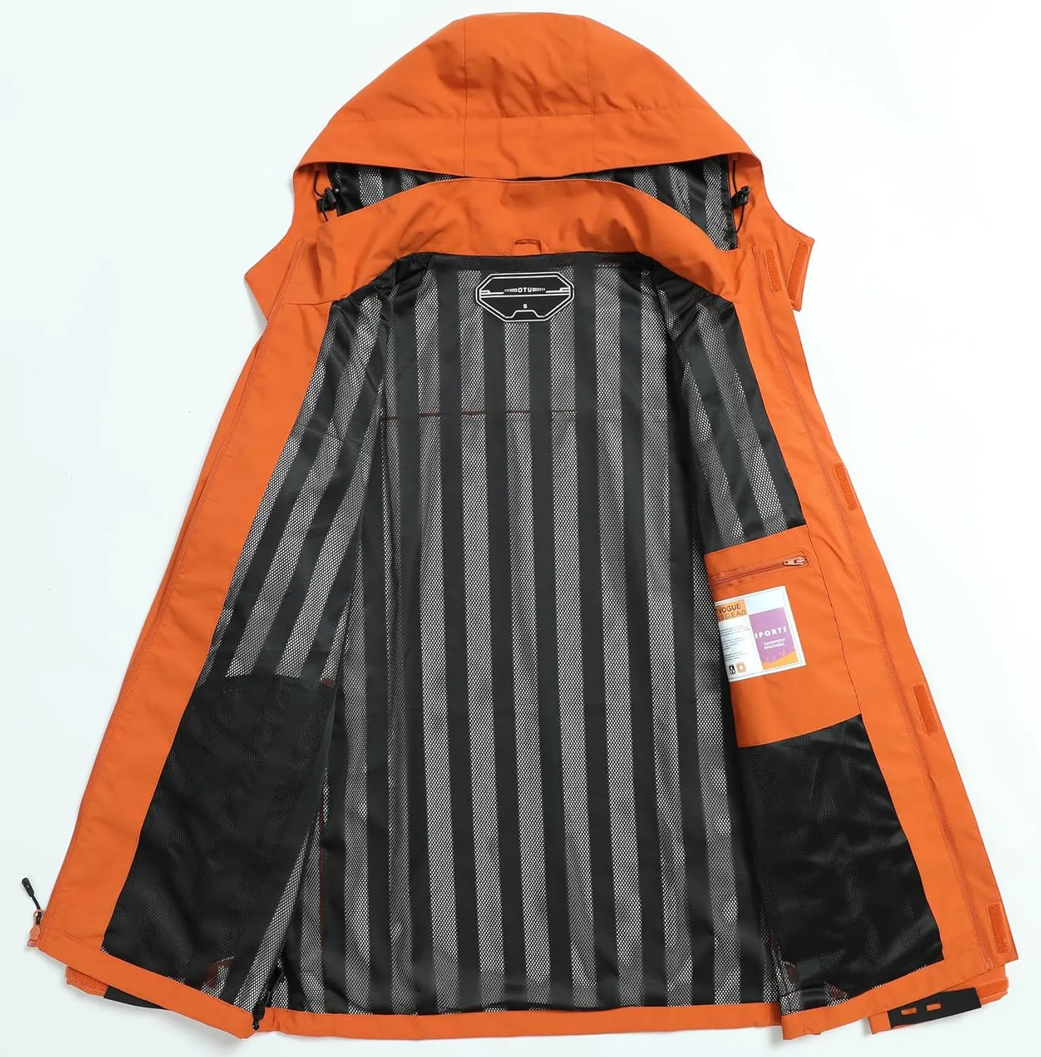 OTU Men's Lightweight Waterproof Hooded Rain Jacket Outdoor Raincoat Shell Jacket for Hiking Travel