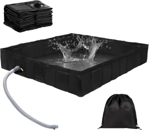 Outdoor Camping Shower Base, Upgrade 40 * 40 * 10 Inch Foldable Shower Tent Awning Base with Drain Hose Portable Shower Pan for Outdoor Camping Beach RV or Caravan