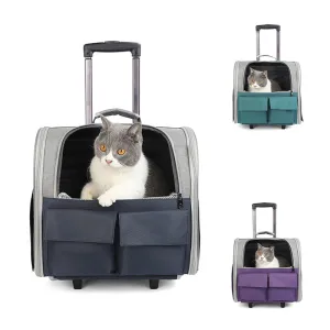 Outdoor Portable Breathable Cat Dog Carrier with wheels