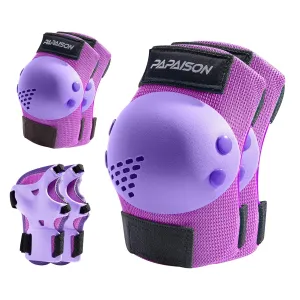 PAPAISON Kids/Youth Knee Pad, Elbow Pads & Wrist Guards for Inline Skating Bike Cycling Skateboard Scooter, 3 in 1 Protective Gear Set for Girls Boys Adult