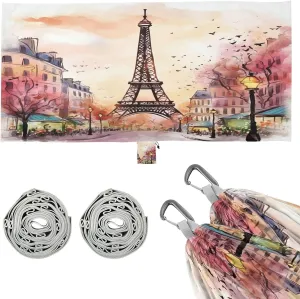 Paris Eiffel Tower Camping Hammock, Single Portable Hammocks with Tree Straps & Attached Carry Bag, 330Lbs Capacity Perfect for Outside Indoor Hiking Beach Backpack Travel