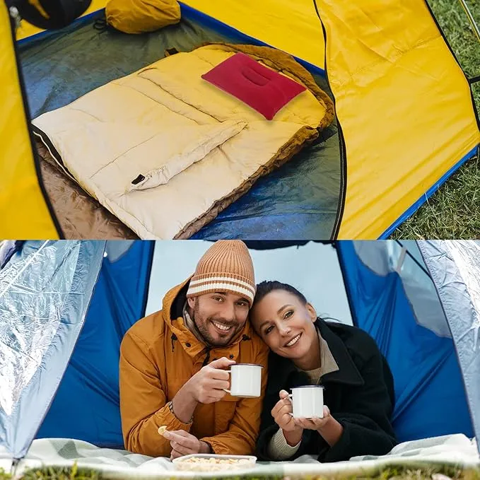 PATIKIL Inflatable Pillow, 2 Pack Squared Ultralight Camping Travel Pillow Desk Rest Neck Support for Hiking Backpacking Office, Wine Red