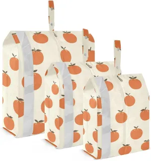 Pattern of Oranges Travel Storage Bag with Lanyard - Portable Lightweight Classified Storage Bag with Zipper, Dust and Waterproof Travel Packing Cube for Suitcase,3 Pieces