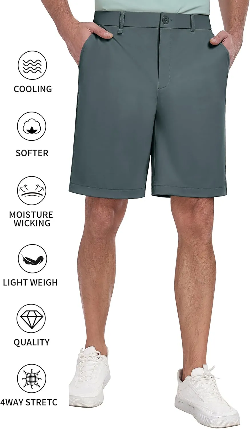 PEGENO Men's Golf Dress Shorts - Lightweight Waterproof Quick-Dry Casual Summer Shorts