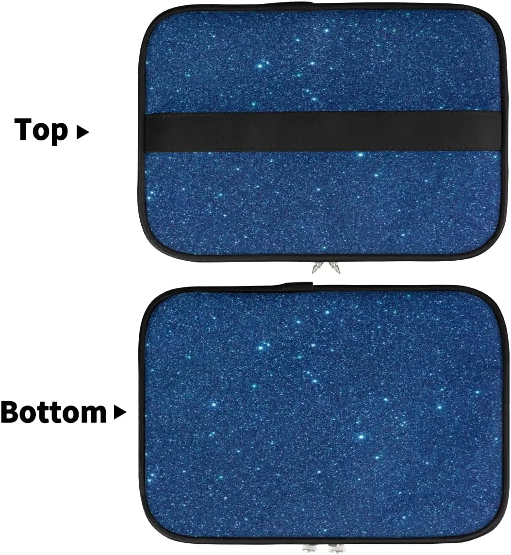 Personalized Cheer Travel Makeup Bag for Girls Women, Custom Cheerleader Cosmetic Make Up Zipper Pouch Bag, Personalized Gifts, Dark Blue Glitter Bag