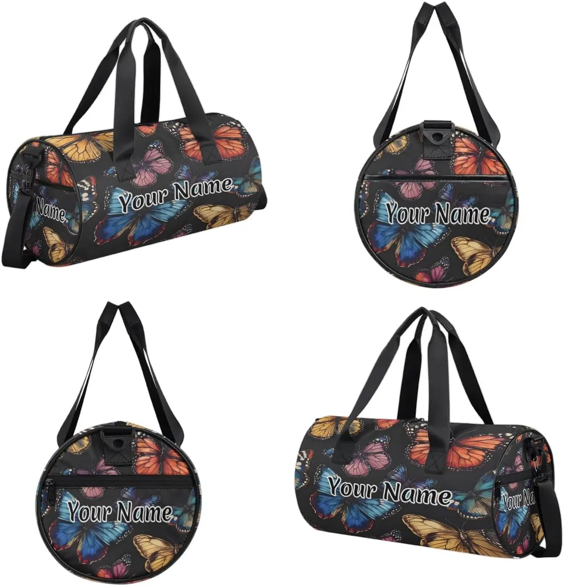 Personalized Duffel Bag for Women, Custom Butterfly Gym Bag for Sports, Waterproof Dance Bag with Name, Lightweight Carryon Gym Bag, Flying Spring Butterflies