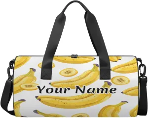Personalized Duffel Bag for Women, Custom Cartoon Banana Gym Bag for Sports, Waterproof Dance Bag with Name, Lightweight Carryon Gym Bag, Banana Fruit