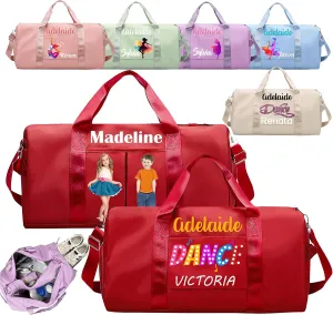 Personalized Duffle Bags with Name Photo Custom Sports Gym Bag Travel with Wet Dry Pockets Shoe Compartment Customizable Duffle Bag for Dance Football Ballet Team Cheer-Dance