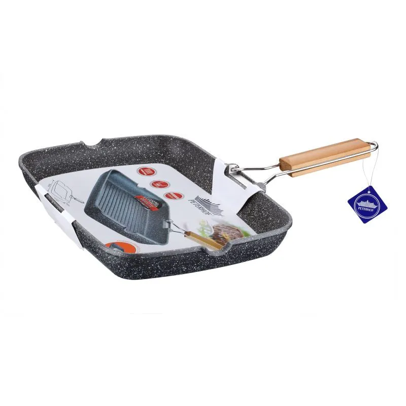 Peterhof PH-25323; Rectangular grill pan with folding handle, Aluminum 34 cm