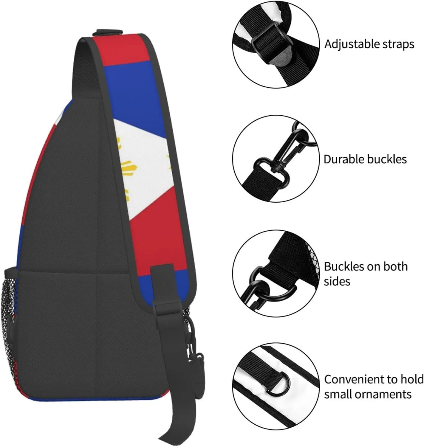 Philippine Flag Outdoor Cross-body Shoulder Bag, Unisex Backpack For Women Men Young Hiking Travel