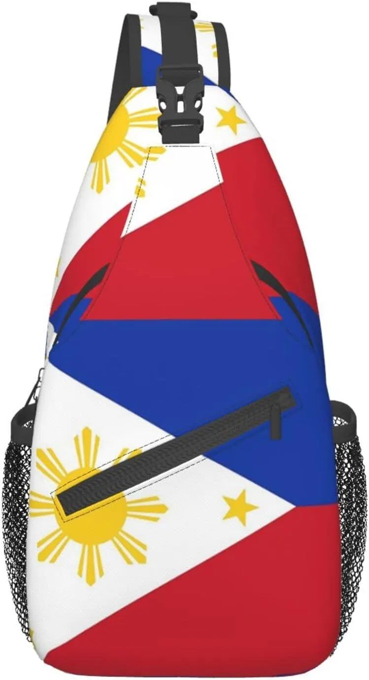 Philippine Flag Outdoor Cross-body Shoulder Bag, Unisex Backpack For Women Men Young Hiking Travel