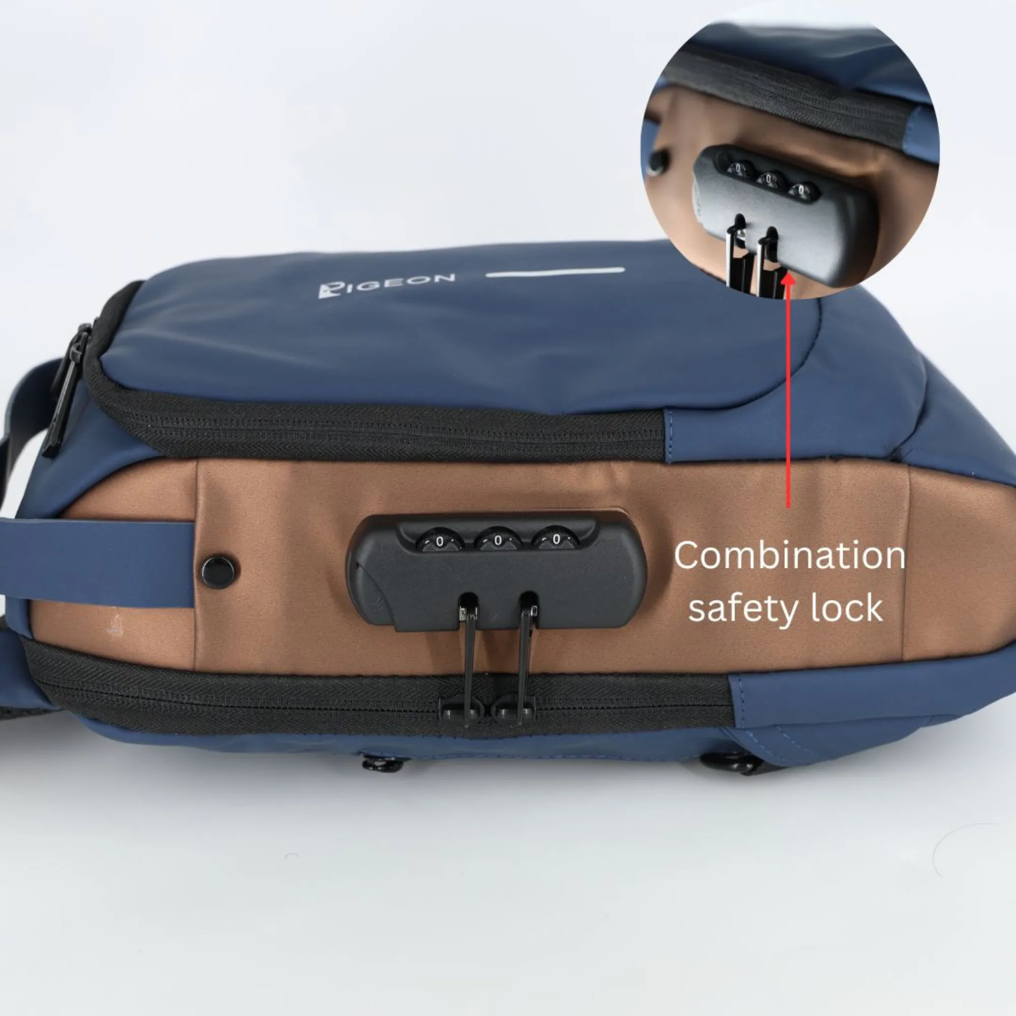 PIGEON Anti theft Crossbody Sling bag, Shoulder Backpack,Lightweight with USB charging port