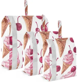 Pink Ice Cream Travel Storage Bag with Lanyard - Portable Lightweight Classified Storage Bag with Zipper, Dust and Waterproof Travel Packing Cube for Suitcase,3 Pieces