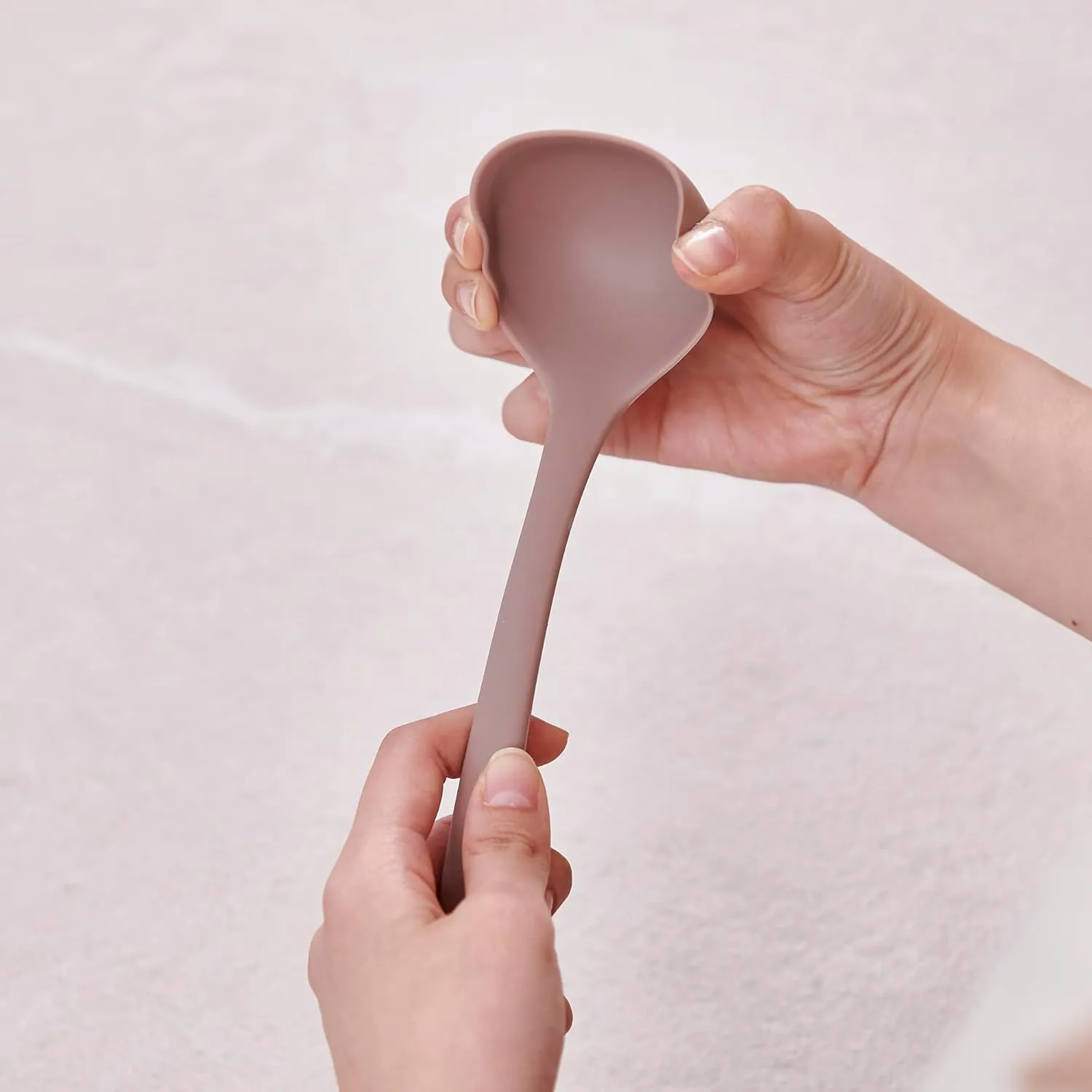 Platinum Silicone Cooking Ladle for Baking, Scraping & Mixing, 100% Food Grade Colorful Silicone Kitchen & Serving Utensils, Heat Resistant, Non-Stick Cookware - 8.6 inch Dry Rose