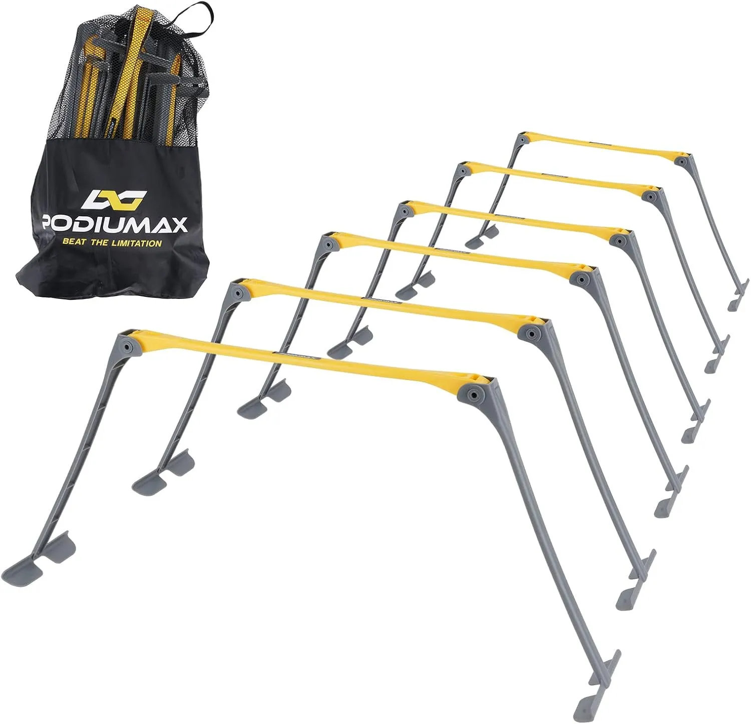 PodiuMax Portable Height Adjustable Sports Training Hurdle, Lightweight, Innovative Foldable Design, Collapsible Safe, 6 per Pack
