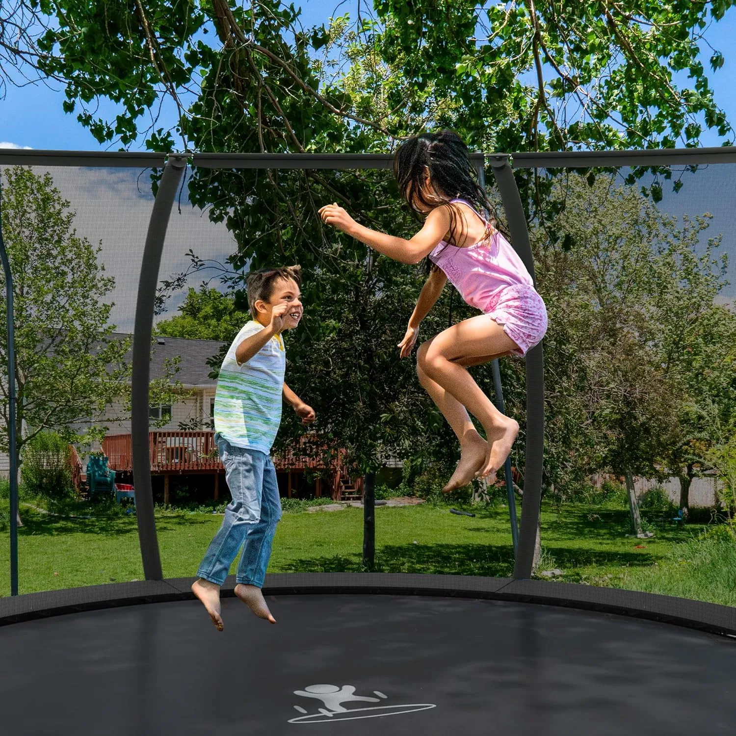 Polar Aurora 10FT 12FT 14FT 16FT Outdoor Trampoline with Safety Enclosure Net, Thickened Spring Pad，ASTM Approved Recreational Trampoline for Kids and Adults,Anti-Rust Coated Frame and Thickened Mat