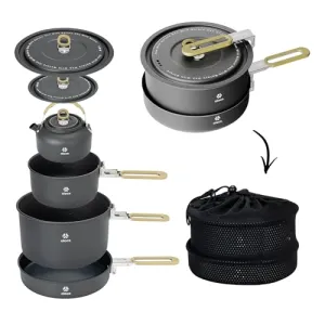 Portable Camping Cookware - Upgraded Handle,Non-Stick Camping Pan Set for Outdoor Kitchen