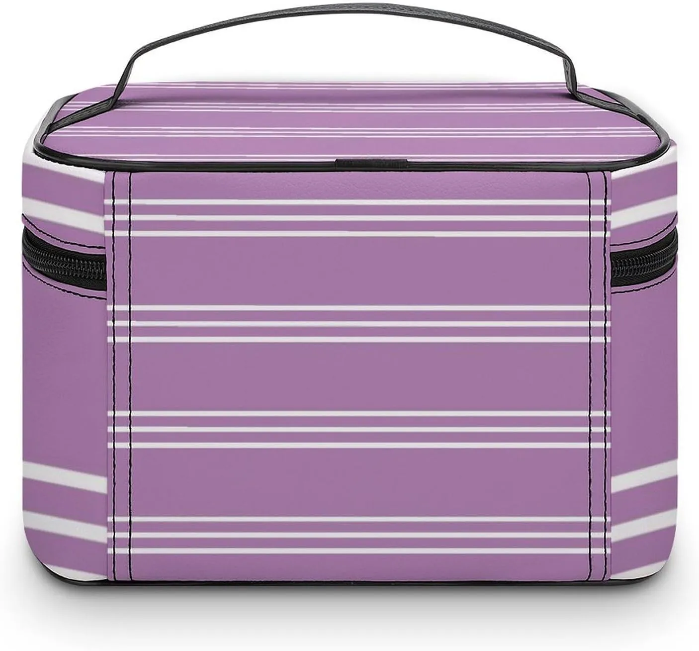 Portable Make Bag, Lilac Stripes Cosmetic Case Portable Cosmetic Portable Organizer for Men & Women