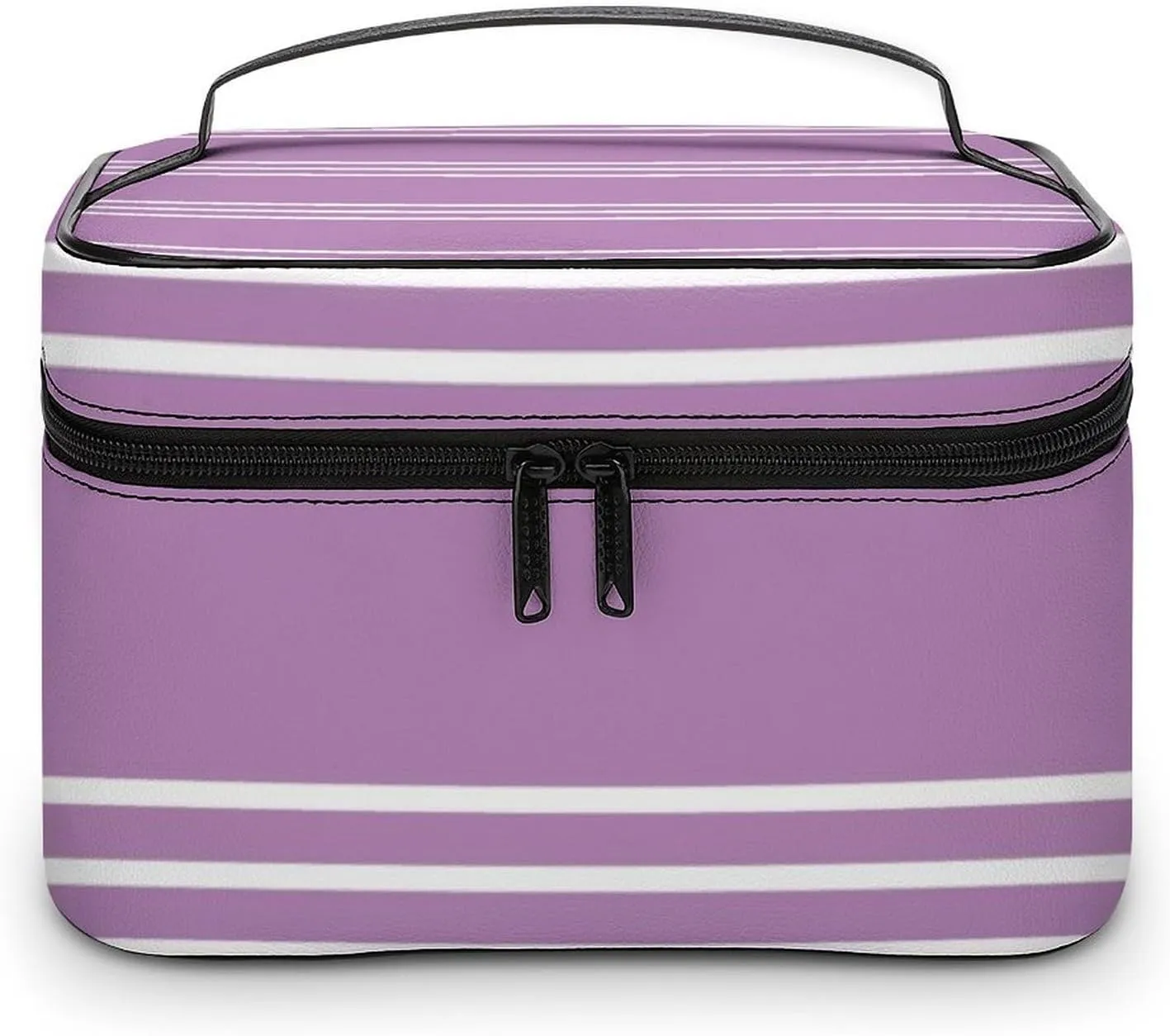 Portable Make Bag, Lilac Stripes Cosmetic Case Portable Cosmetic Portable Organizer for Men & Women