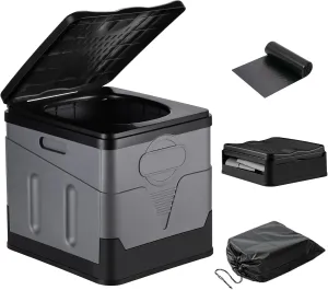 Portable Toilet, 11-inch Seat With Lid - Foldable Camping and Car Toilet, 450Lbs Load Capacity - for Outdoor Hiking, Beach, Boating Travel and Emergency Use