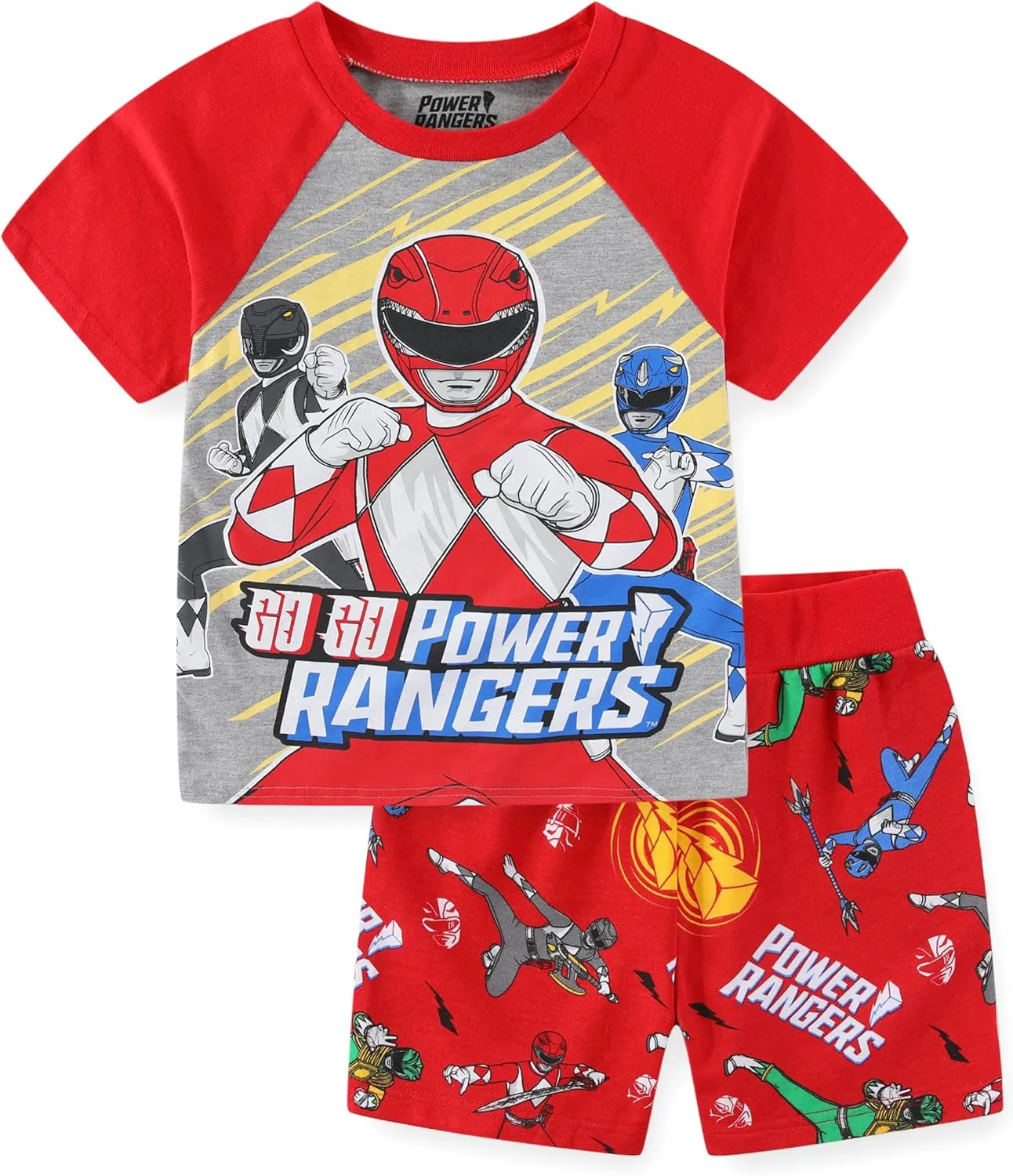 Power Rangers Boys Short Sleeve T-Shirt and French Terry Shorts Set for Big Kids