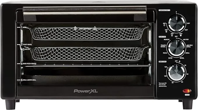 PowerXL Air Fryer Grill 8 in 1 Roast, Bake, Rotisserie, Electric Indoor Grill (Black Deluxe)