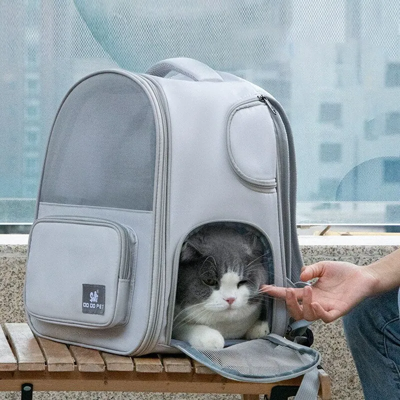 Premium Expandable Pet Carrier Backpack with Breathable Mesh and Transparent Design for Outdoor Adventures