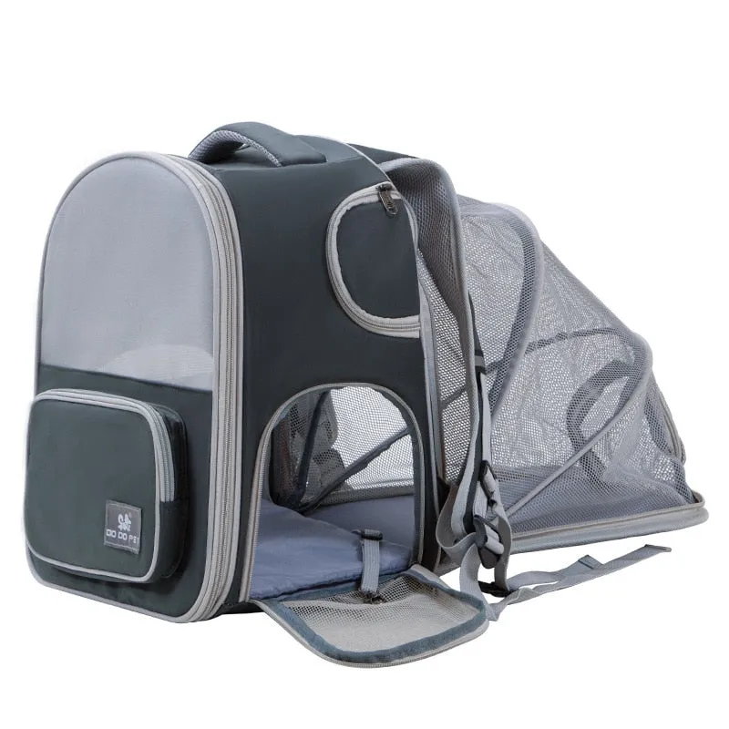 Premium Expandable Pet Carrier Backpack with Breathable Mesh and Transparent Design for Outdoor Adventures