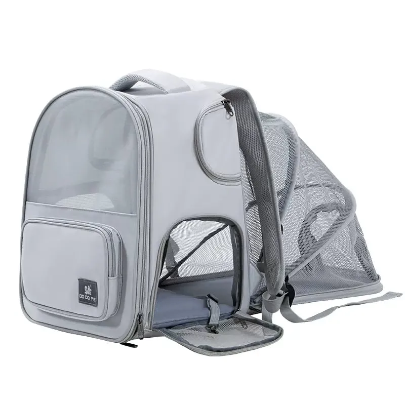 Premium Expandable Pet Carrier Backpack with Breathable Mesh and Transparent Design for Outdoor Adventures