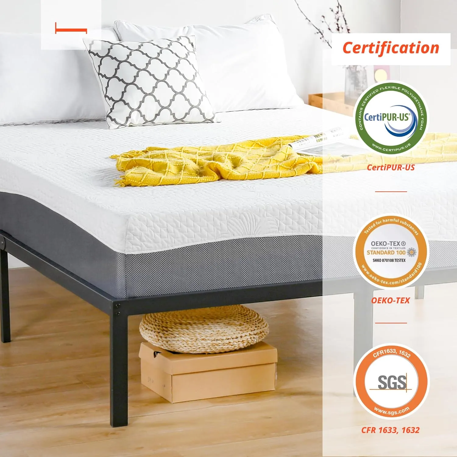 PrimaSleep Twin Mattress, 10 Inch Gel Memory Foam Mattress, Gel Infused for Comfort and Pressure Relief, CertiPUR-US Certified, Bed-in-a-Box, Medium Firm, Grey, Twin Size