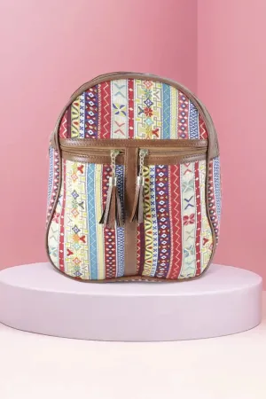 Printed Casual Shoulder Backpack for Girls - Red