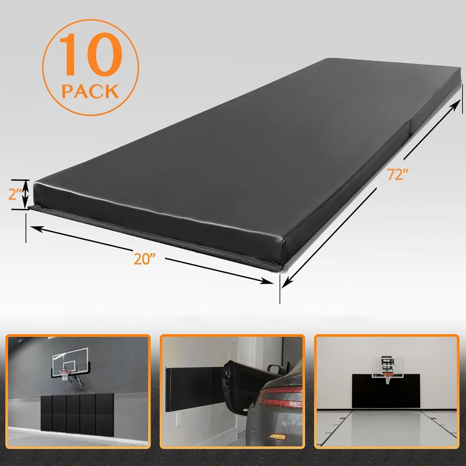PROGOAL 6FT HighGym Wall Paddings Basketball Court Wall Protection Pad - 2”Thick Foam Wall Mat Durable Protector for Wall-Mounted Basketball Hoops Garage Taekwondo(72" L x 20" W)