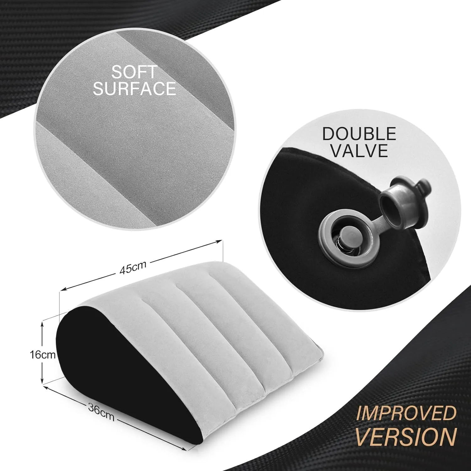 Prosixtoy Wedge Leg Elevation Pillow-Neck Pillows for Pain Relief Deep Sleep Bed Cushion Body Pillow-Knee Pillow Lumbar Support Pillow for Back Sleeper,Fast Inflating Deflation(Gray)
