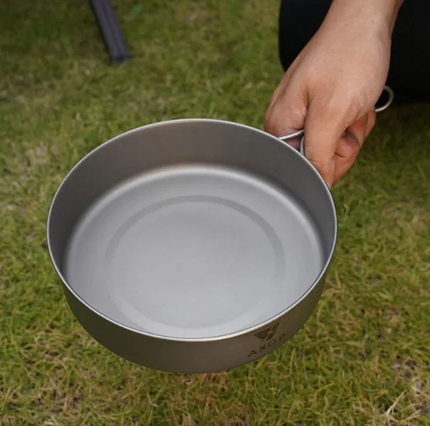 Pure Titanium Frying Pan Outdoor Portable Cooking Pot Foldable