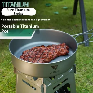 Pure Titanium Frying Pan Outdoor Portable Cooking Pot Foldable