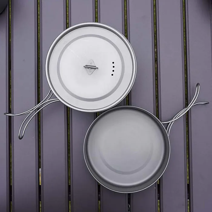 Pure Titanium Frying Pan Outdoor Portable Cooking Pot Foldable