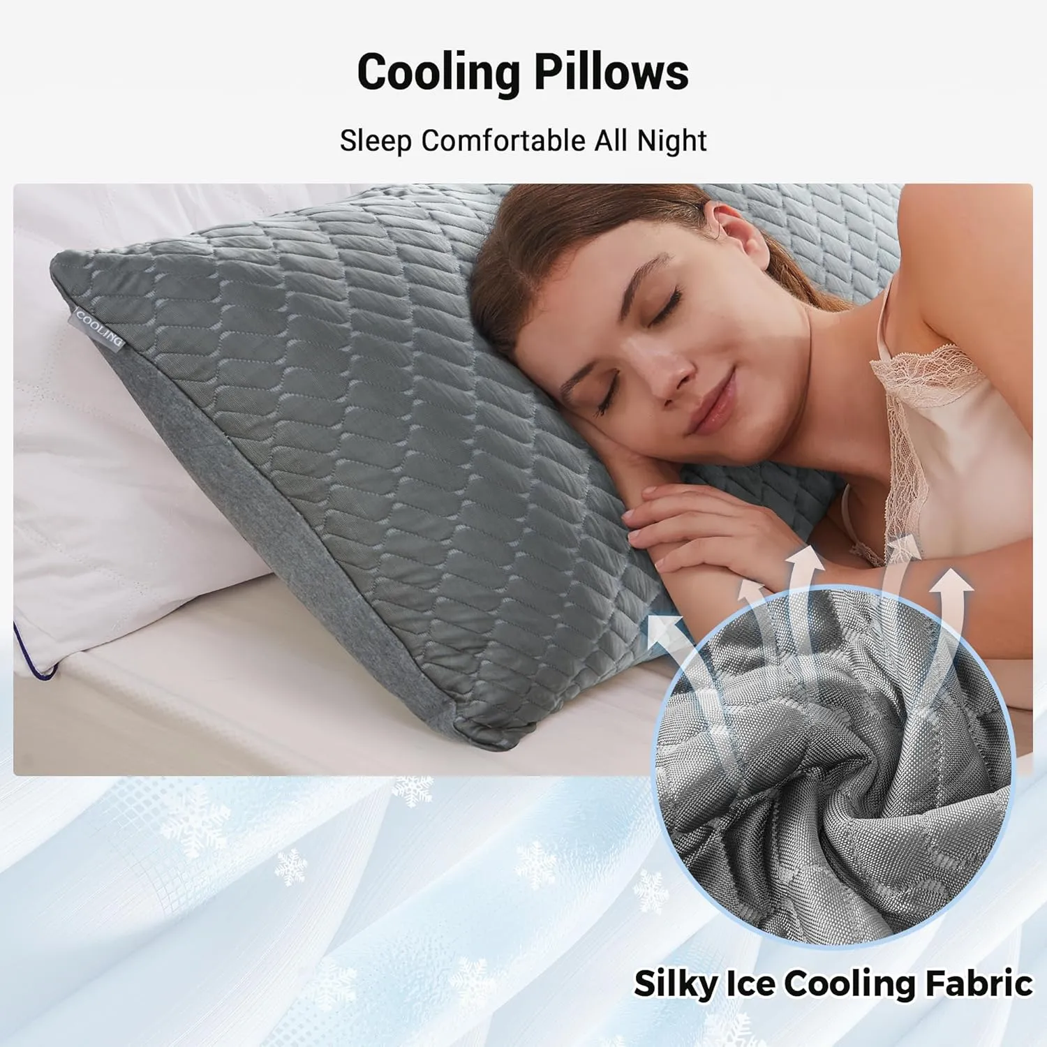 puredown Pillows Standard Size Set of 2, Shredded Memory Foam Pillows, Cooling Pillow for Sleeping, Bed Pillows Standard Size with Adjustable Foam for Side, Back and Stomach Sleepers, Grey
