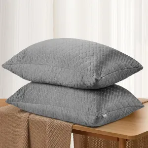 puredown Pillows Standard Size Set of 2, Shredded Memory Foam Pillows, Cooling Pillow for Sleeping, Bed Pillows Standard Size with Adjustable Foam for Side, Back and Stomach Sleepers, Grey
