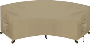 PureFit Outdoor Sectional Sofa Cover Waterproof Curved Patio Furniture Covers for Deck, Lawn and Backyard, 90Lx34Dx32Hx46FL, Camel