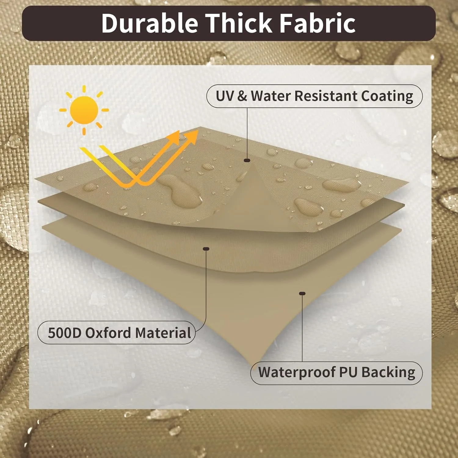 PureFit Outdoor Sectional Sofa Cover Waterproof Curved Patio Furniture Covers for Deck, Lawn and Backyard, 90Lx34Dx32Hx46FL, Camel