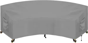 PureFit Outdoor Sectional Sofa Cover Waterproof Curved Patio Furniture Covers for Deck, Lawn and Backyard, 90Lx34Dx32Hx46FL, Grey