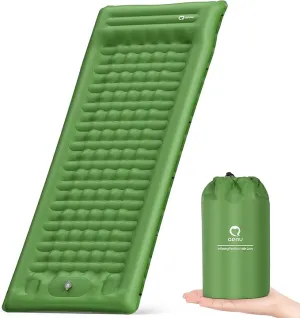 QPAU Sleeping Pad for Camping, Camping Mattress, 76''X26'', 4.7'' Extra-Thick Enhanced Support, with Built-in Foot Pump, for Camping, Hiking - Airpad, Backpacking and Home, (Green)