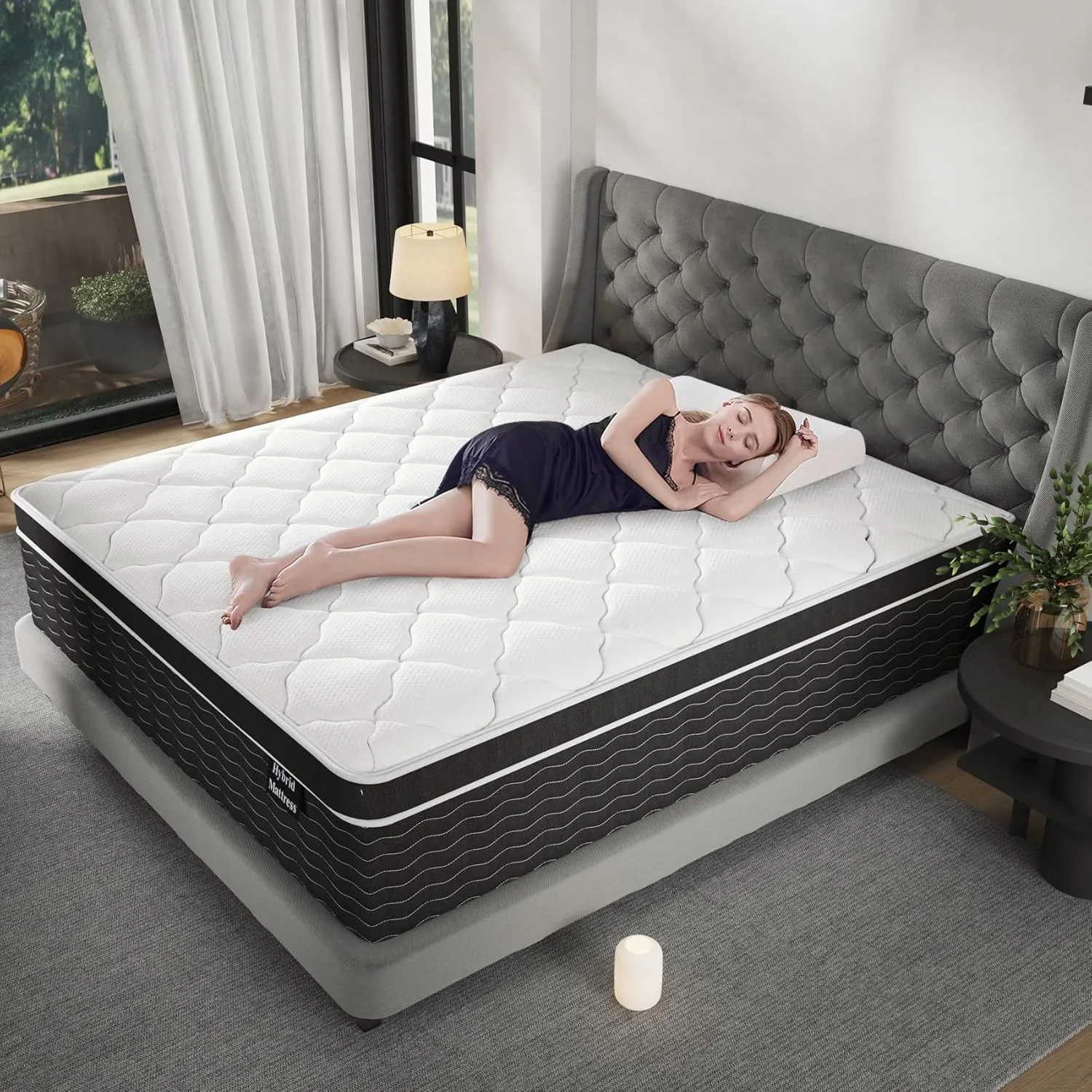 Queen Mattress, 10 inch Bed Mattresses in a Box, Medium Plush Hybrid Mattress Queen Size with Gel Memory Foam and Pocket Springs, Pressure Relief, Cooling and Breathable